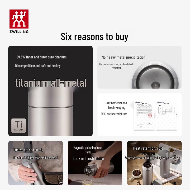 ZWILLING Vacuum Insulated Titanium Tea Infuser Bottle 480mL