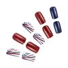 Set di Unghie Finte Glitterate per la Festa dell'Indipendenza 24 pz Mandorla Press on Nail Manicure Decorazioni per Unghie Unghie Artificiali Stick on Nail