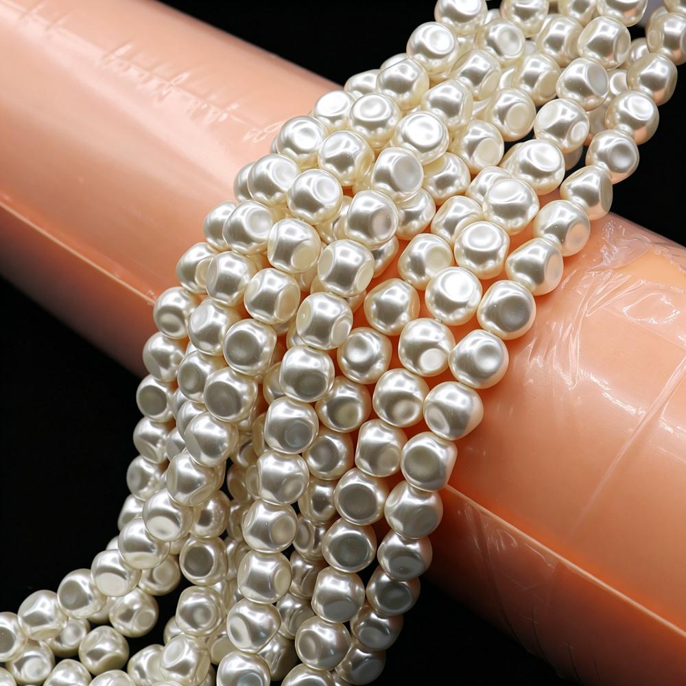 High Quality 8mm Indented Baroque Pearls Imitation Pearl Glass Beads Irregular Loose Pearls for Elegant Design Jewelry DIY