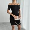 European and American summer new one-word collar off-shoulder slim-fitting and thin temperament elegant hip-wrapped dress women
