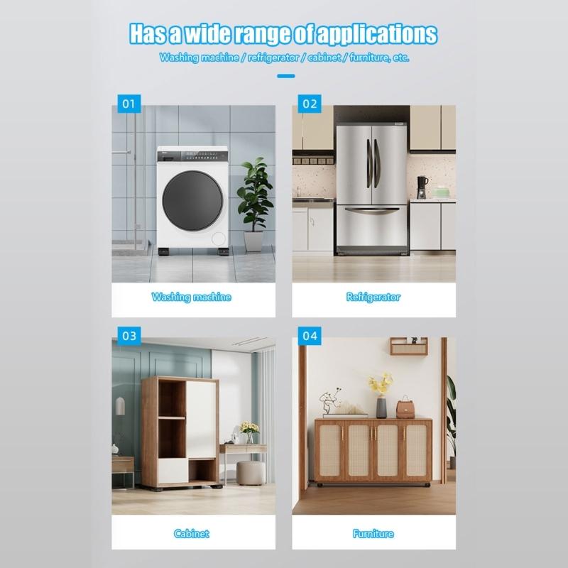 2pcs Universals Washing Machine Base Brackets with Antislip Pad for Noise Reduction and Secure Placement