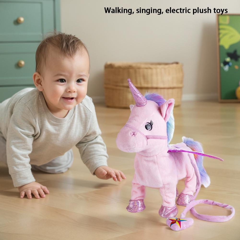 Electric Plush Horse Toy Cute Horse Plushies Creative Music Little Horse Toy Battery Operated PP Cotton for Birthday Gifts