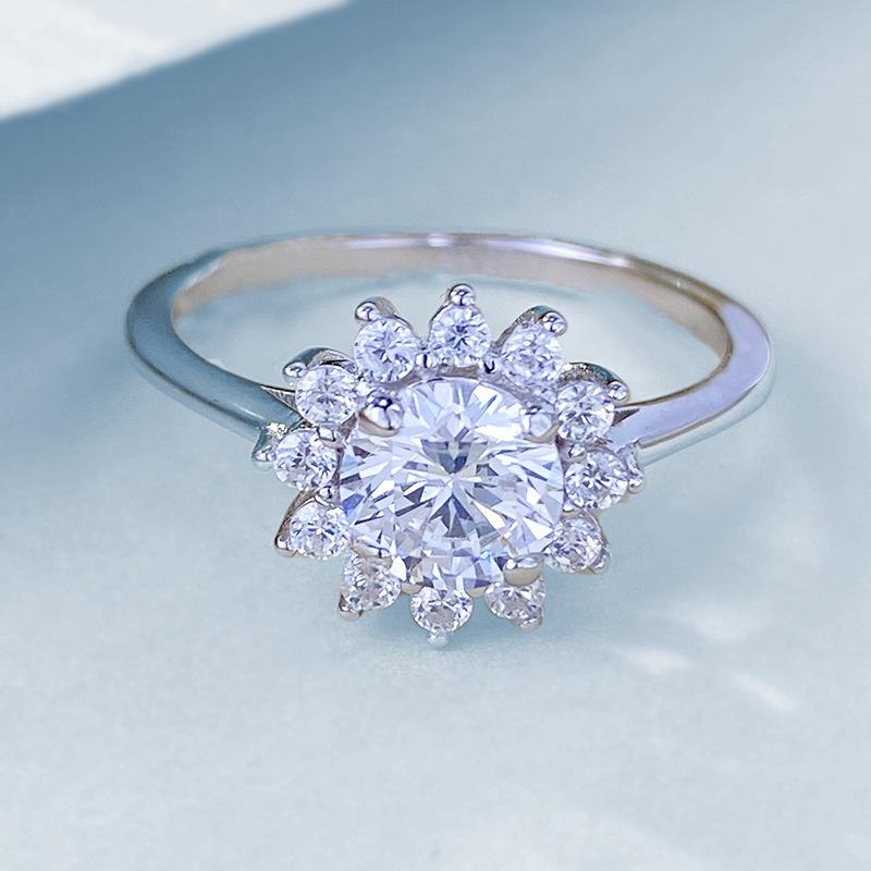 

Xiancan Jewelry S925 Sterling Silver Sunflower Zircon Engagement Ring for Women, 2024 Edition Size 9