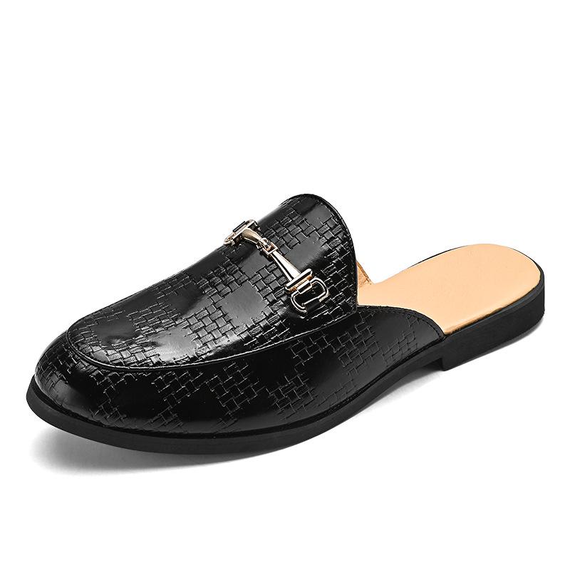 Men s Summer Leather Slip-on Backless Sandals 44