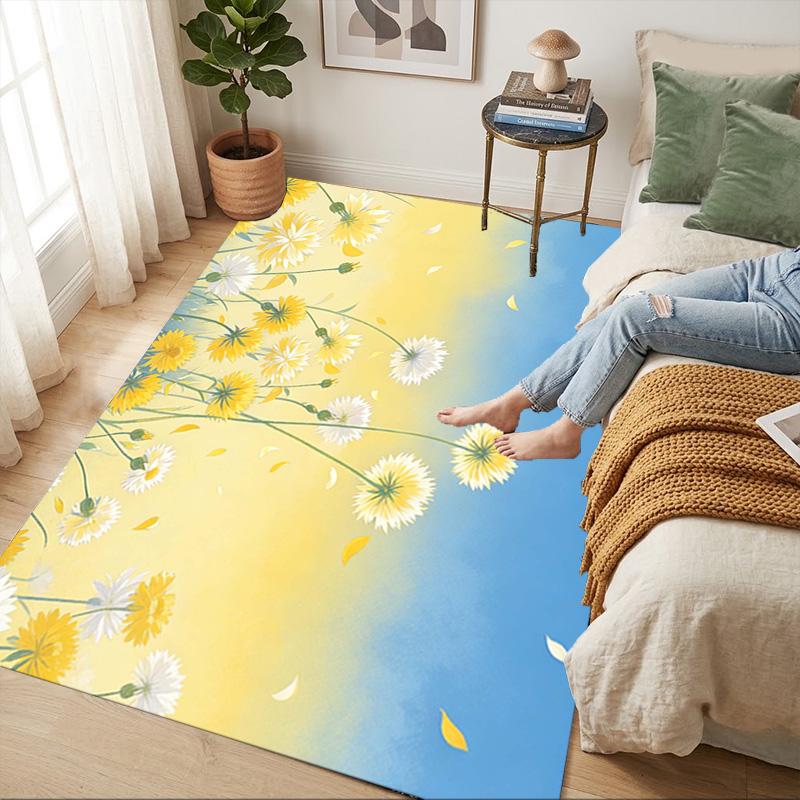 Flower Field Living Room Nonslip Area Rug Soft Carpet For Bedroom Game Playroom Sofa Office Home Decor Doormat Christmas Gift C929301