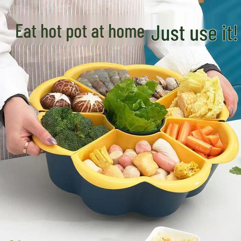 

Трендовый треугольный двухслойный пластиковый хот-пот и корзина для слива фруктов Nordic Blue Large