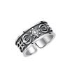 Adjustable Open Ring Men Women Vintage Sun Relief Carved Geometric Plated Statement Band