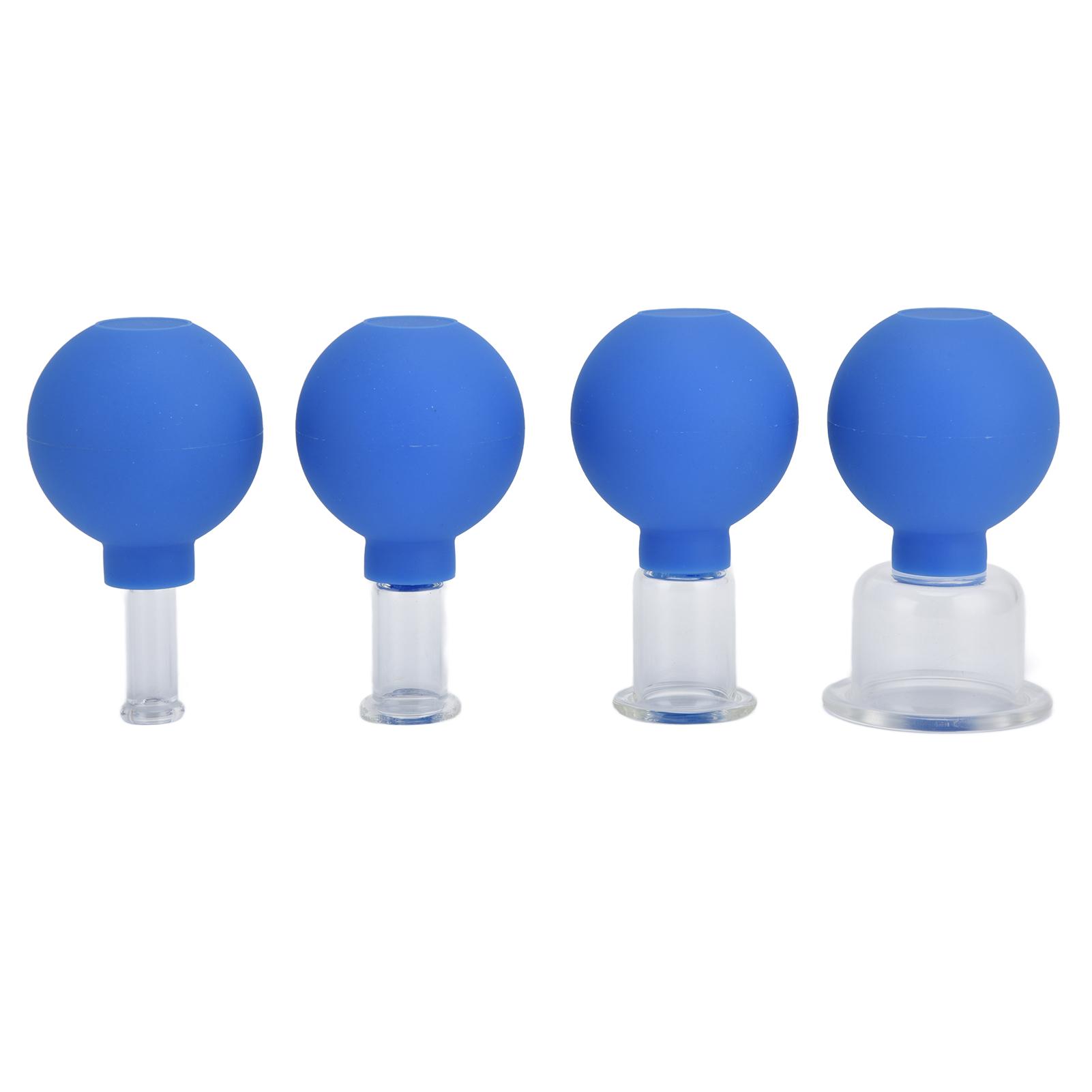 

Набор силиконовых банок для вакуумного массажа, 4 шт., для лица, ног, рук, спины синий