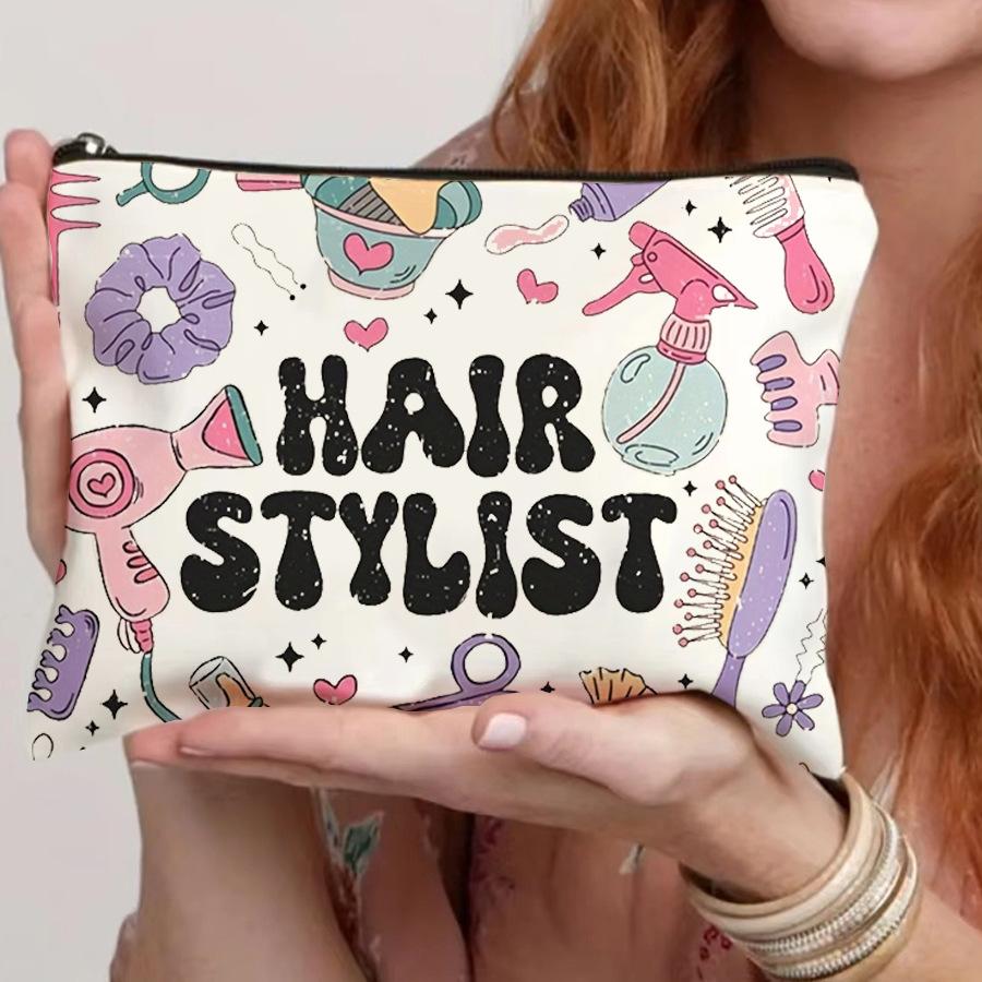 Canvas Makeup Bag Zippered Travel Portable Lightweight Makeup Pouch Large Capacity Durable Toiletry Bag Foldable Storage Bags Student Pencil Case