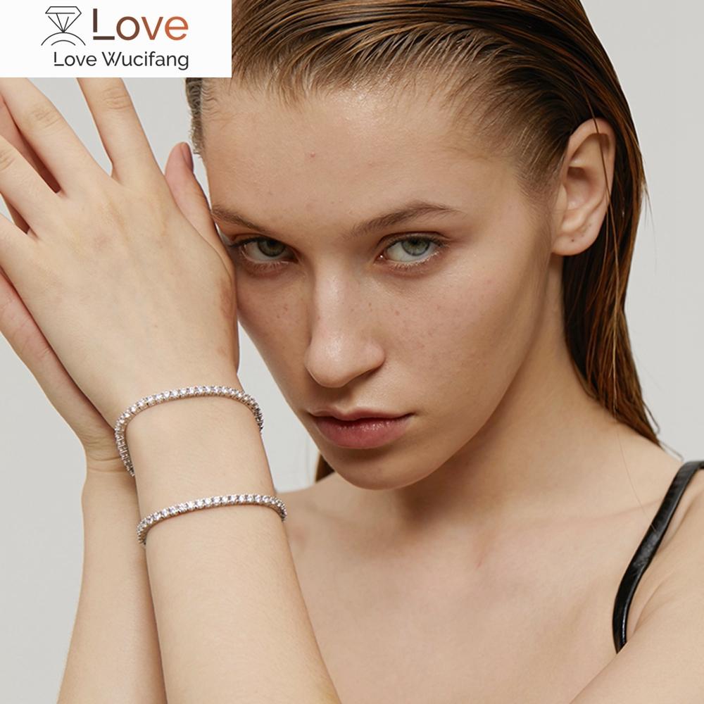 

Vinregem стерлингового серебра круглый 5 мм Gra Vvs1 D муассанит 100% пройденный бриллиантовый тест теннисный браслет для женщин подарок прямая поставка 18mm