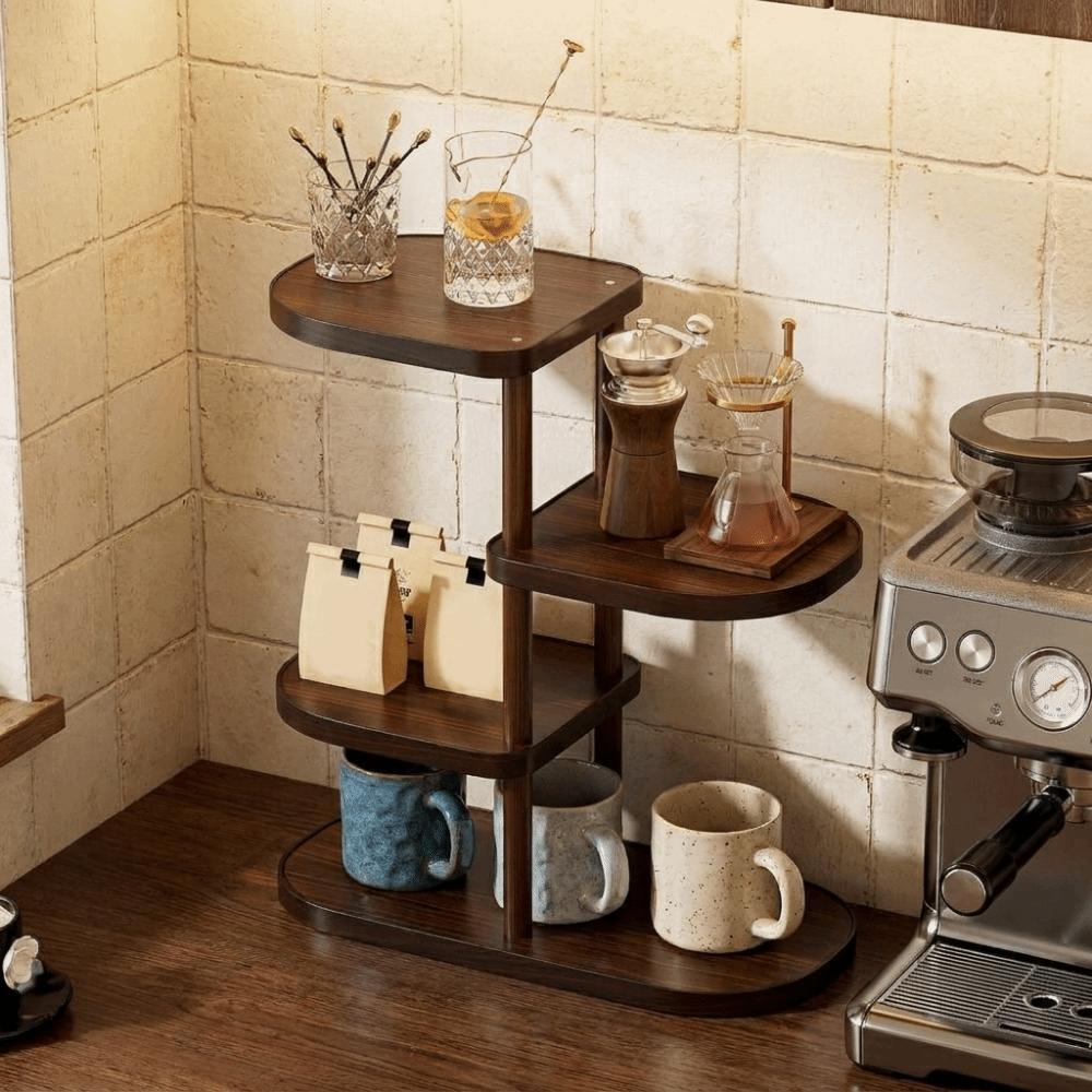 Large Capacity Cup Storage Rack Bamboo Seasoning Storage Rack Perfume Display Stand for Kitchen