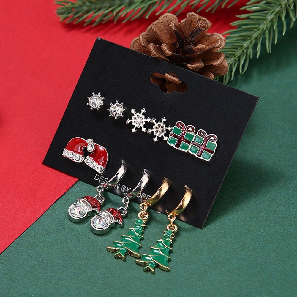 C Shape Earrings Korean Style Earrings Female Ear Studs Red Dangle Earrings Christmas Earrings Set