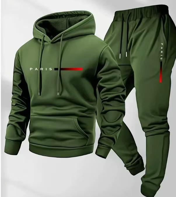 2025 Men's Pullover Hoodie and Jogger Set with Printed Logo