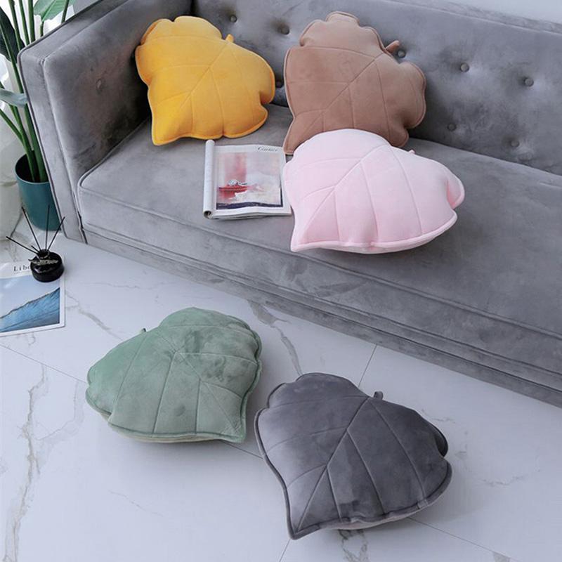 13/50cm Nordic Style 3D Leaves Pillow Soft Simulation Leaf Cushion Bedroom Back Cushion Child Bed Decor Anti-Collision Pillow