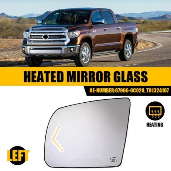 Left Driver Side Heated Mirror Glass W/Turn Signal For 2008-17 Toyota Sequoia EA
