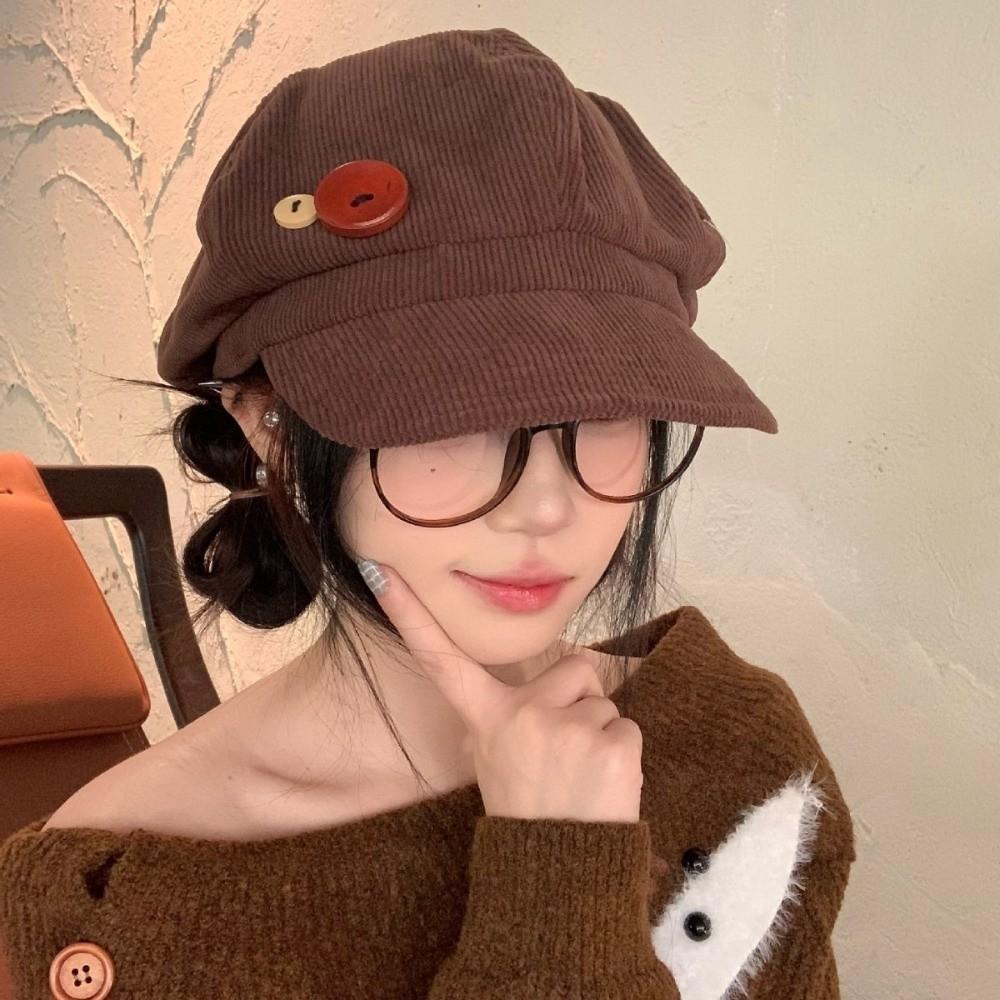 Y2k Double Button Berets Hat Japanese Painter Hat Retro Octagonal Hat  Sweet