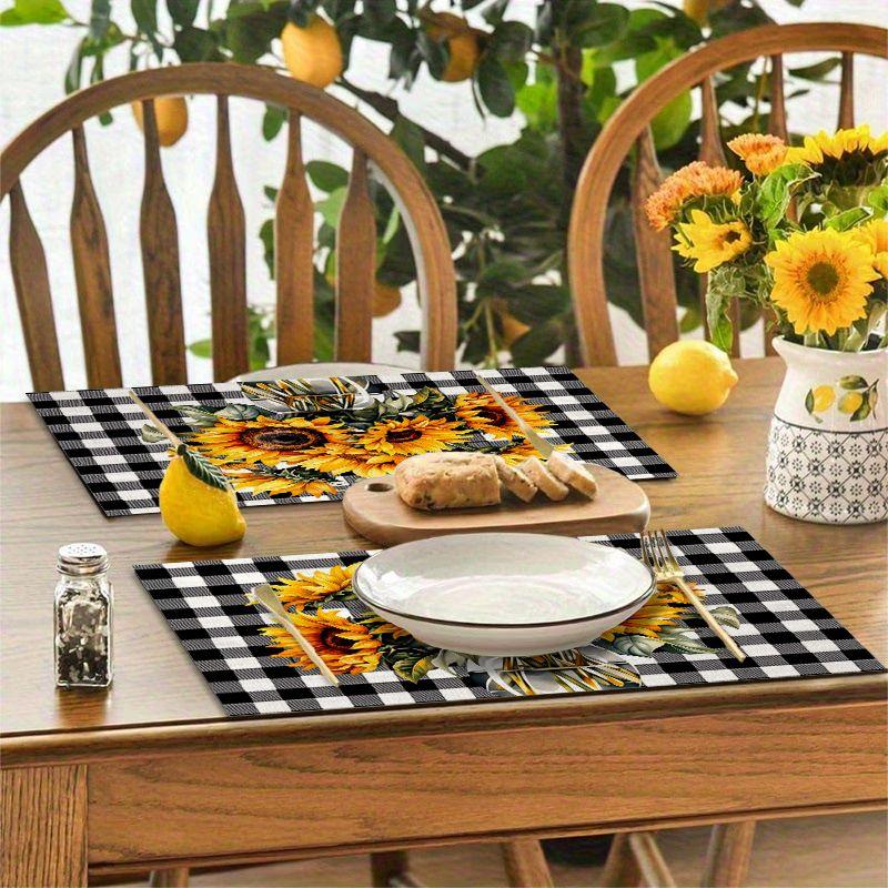4Pcs, Sunflower Placemats, Best Quality Placemats, Washable, Suitable for Holiday Parties, Home Decor