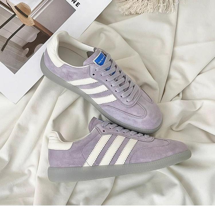 2025 Spring New Taro Purple Training Shoes Are Eye-catching, Color-blocked, Fashionable, Lightweight Board Shoes, Microfiber Leather Material, Brea