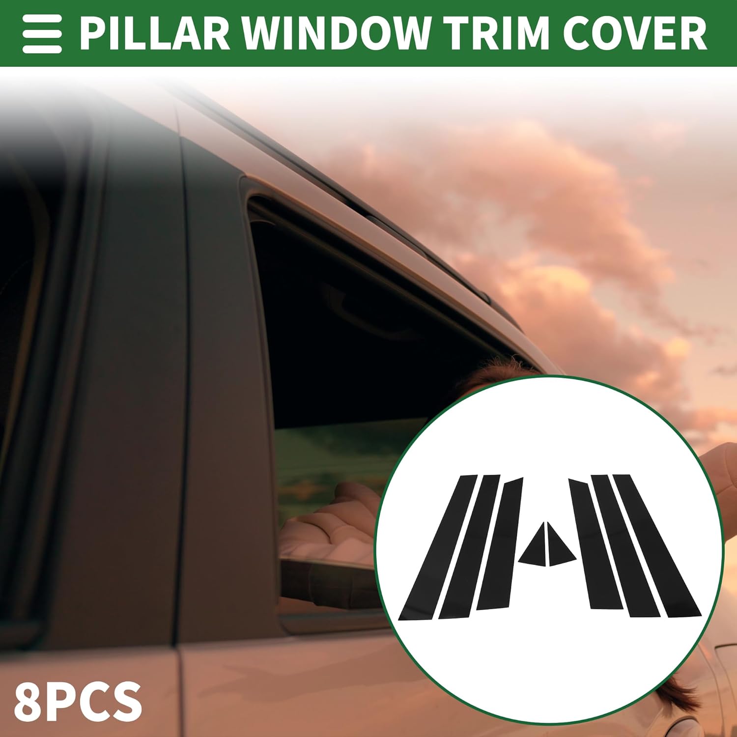 Motoforti Door Pillar Window Trim Anti Scratch Sticker Pillar Posts Door Outer Exterior Cover for Nissan Murano 2009-2015 Black