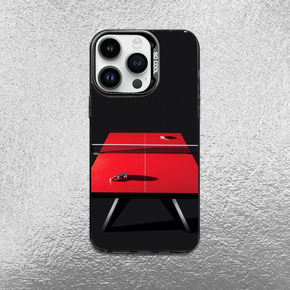 Table Tennis Racket Ping Pong Phone Case For iPhone 17,16,Pro,Max,e,15,14,Plus,13,12,Mini,11, Matte Colored Silver Luxury Cover