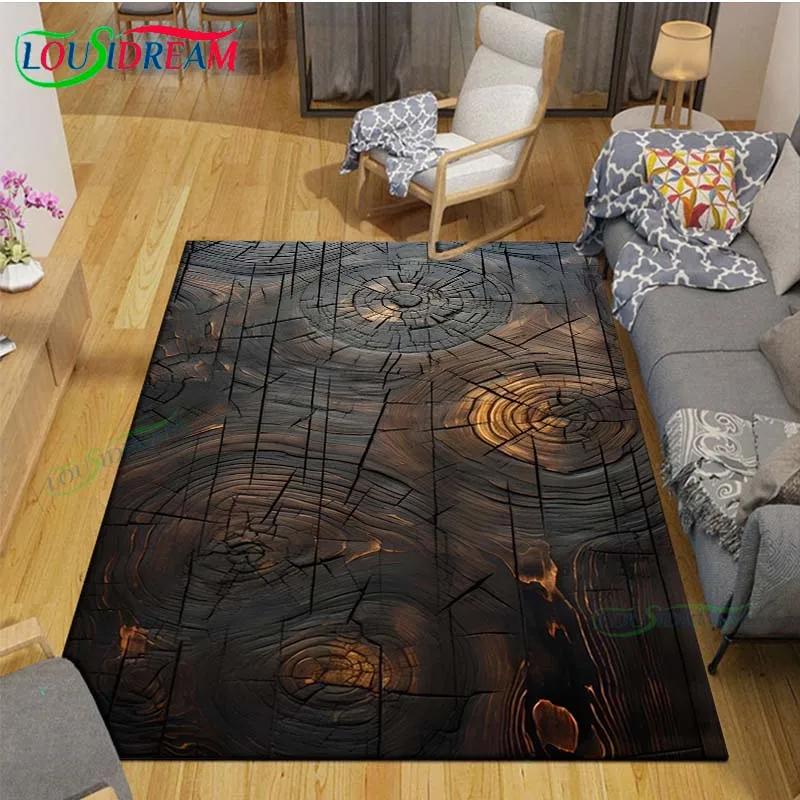 Classical Wood Grain Decor Carpet for Outdoor Balcony Garden Coffee Table Bedroom Area Rugs Kitchen Un-slip Floor Mat Alfombra