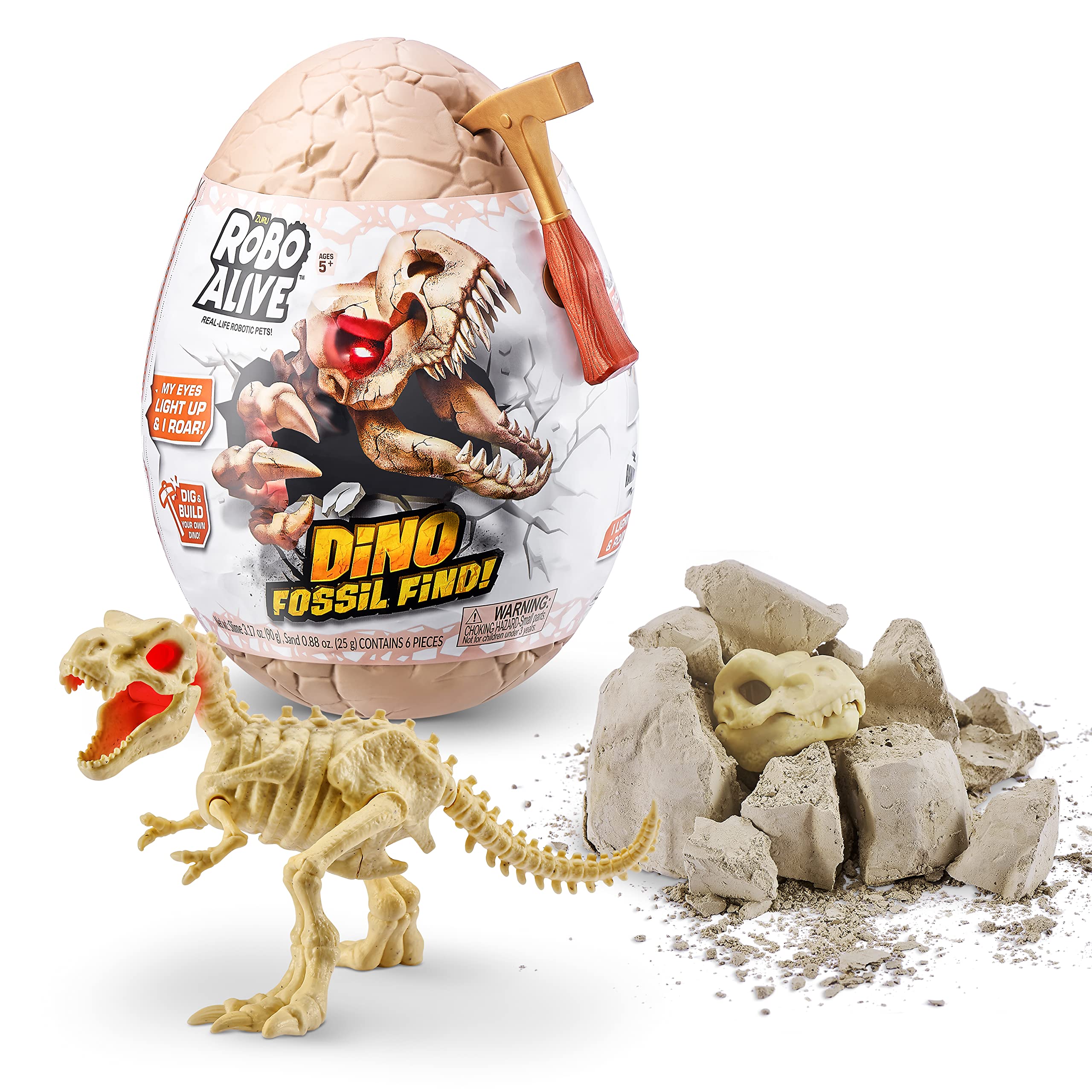 Robo Alive Dinosaur Fossil Discovery - T-Rex by ZURU Excavation Dinosaur Fossil Digging Kit Collector Toy with Slime Tyrannosaurus Rex