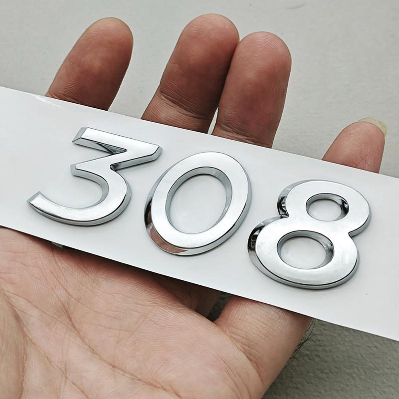 OQUP8 Older 3D ABS Chrome Black Logo 308 408 508 Emblem Letters Sticker Car Rear Trunk Badge For Peugeot 308 SW 408 508 Accessories