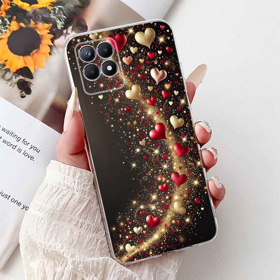 Clear Cover For Realme 8i Case RMX3151 Luxury Butterfly Love Flowers Cool Painted Phone Case For Realme Narzo 50 RMX3286 Cover