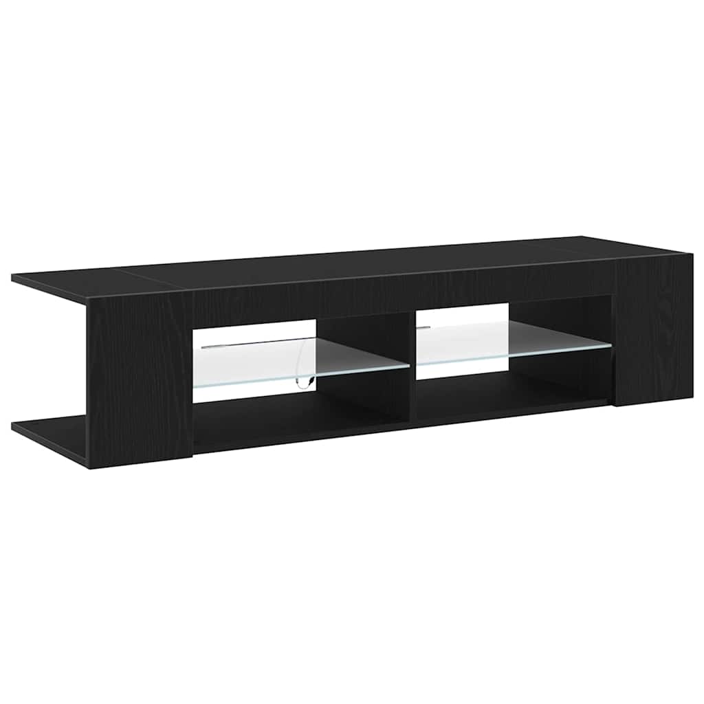 TV Cabinet in Black Oak Look 135 x 39 x 30 cm Engineered Wood