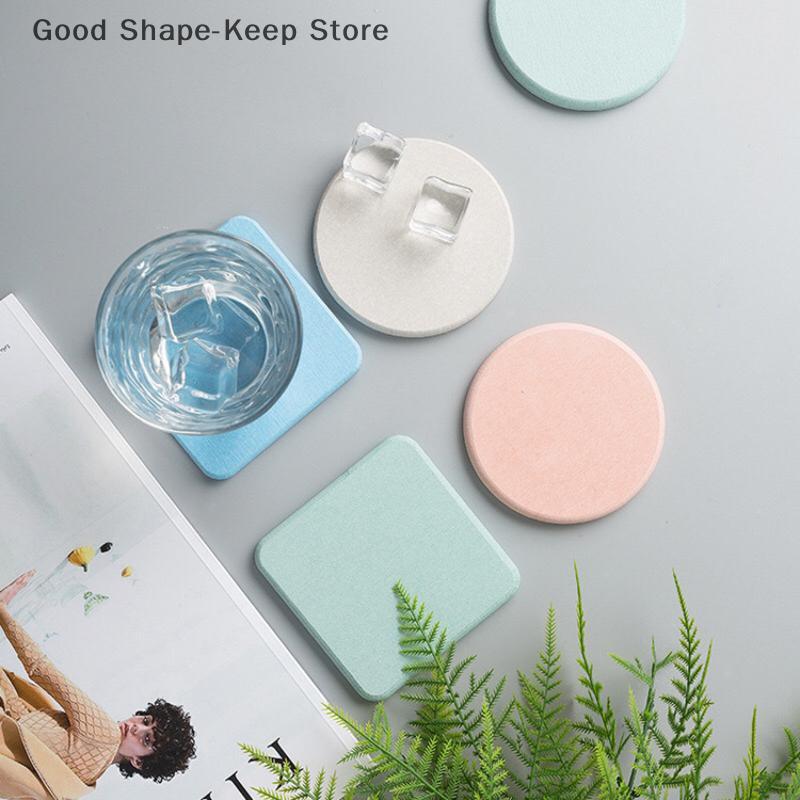 Solid Color Round Square Diatomaceous Earth Mats Toiletries Coasters Simple Absorbent Non-slip Cup Home And Decoration Kitchen