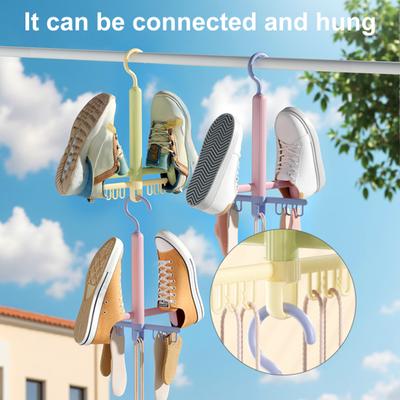 Shoes Drying Rack with 360-Degree Rotating Hook Strong Load-Bearing Windproof Insoles Clip Clothing Rack Hanger