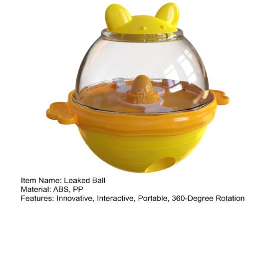 Interactive Dog Treat Toy Wobble Treat Ball Snack Dispenser Toy with Dual Hole Transparent Snack Container for Indoor Outdoor Fun