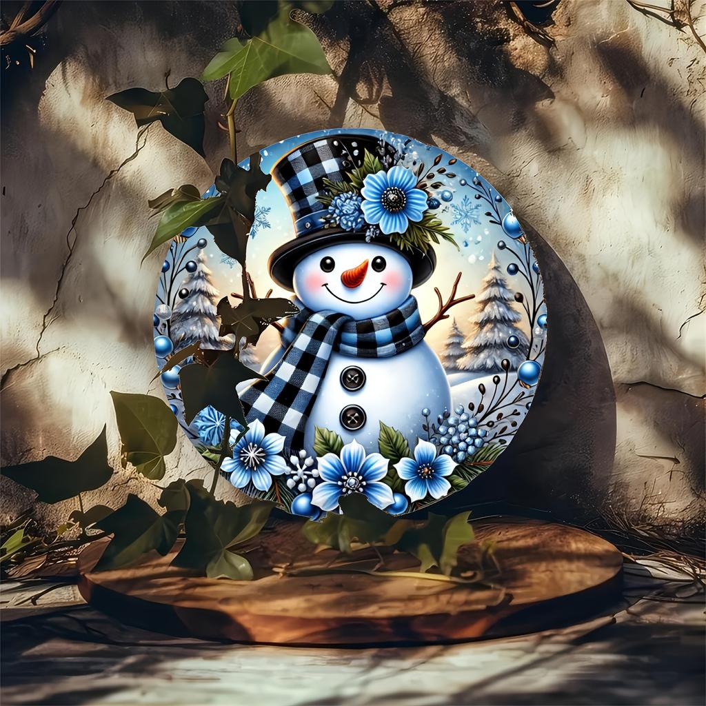 Christmas Snowman Metal sign: For coffee shops, bars, front doors and home decor - 8 x 8 inches - aluminum