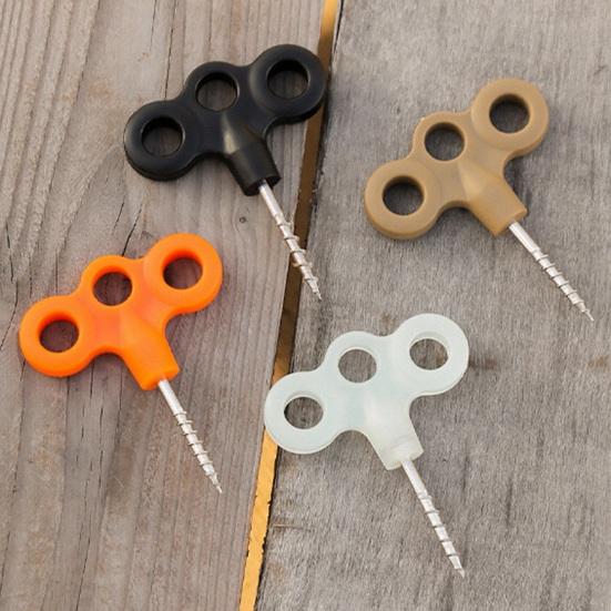 2 stk Treøye Gjenge Jordankere Kraftig Rustfritt Stål Camping Fottur Trampoline Telt Vindtett Tau Fikseringsspenne Jordspiker