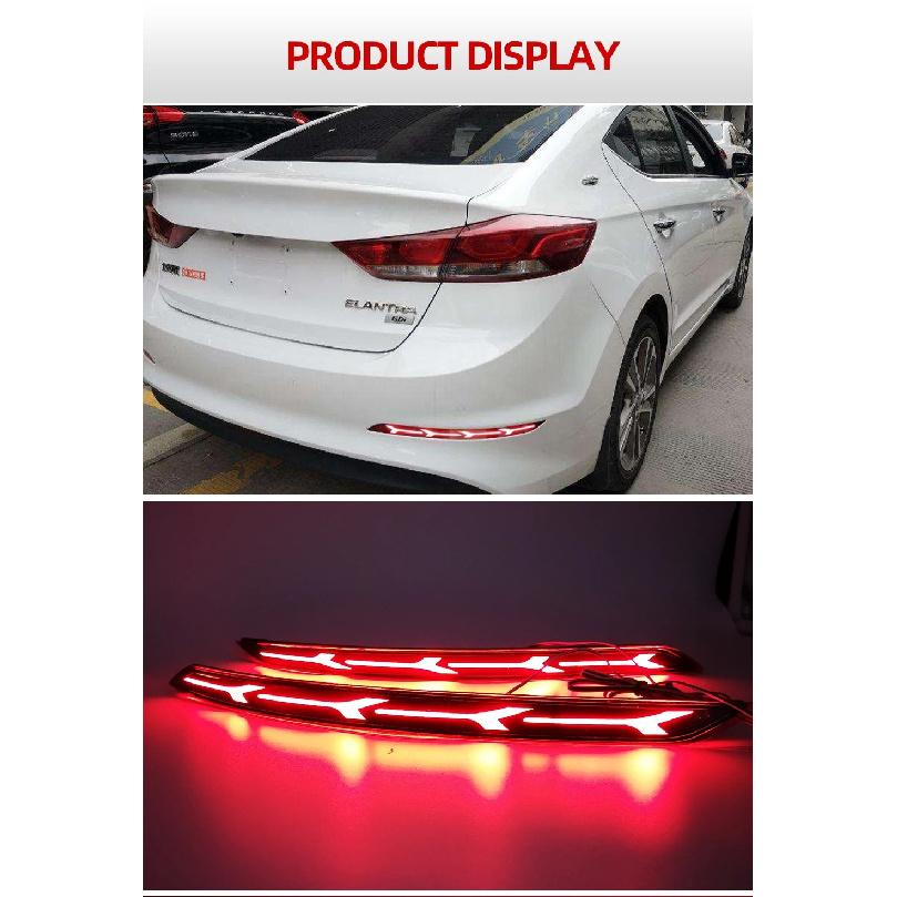For Hyundai Elantra 2016 2017 2018 2019 2020 Car LED Reflector Light Rear Light Brake Lamp Taillight Back Fog Light Warning