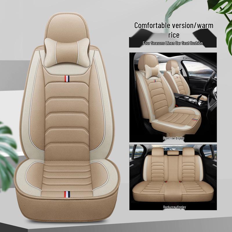 Linen Universal Car Seat Cover - Non-Slip, Full Wrap, All-Season Use