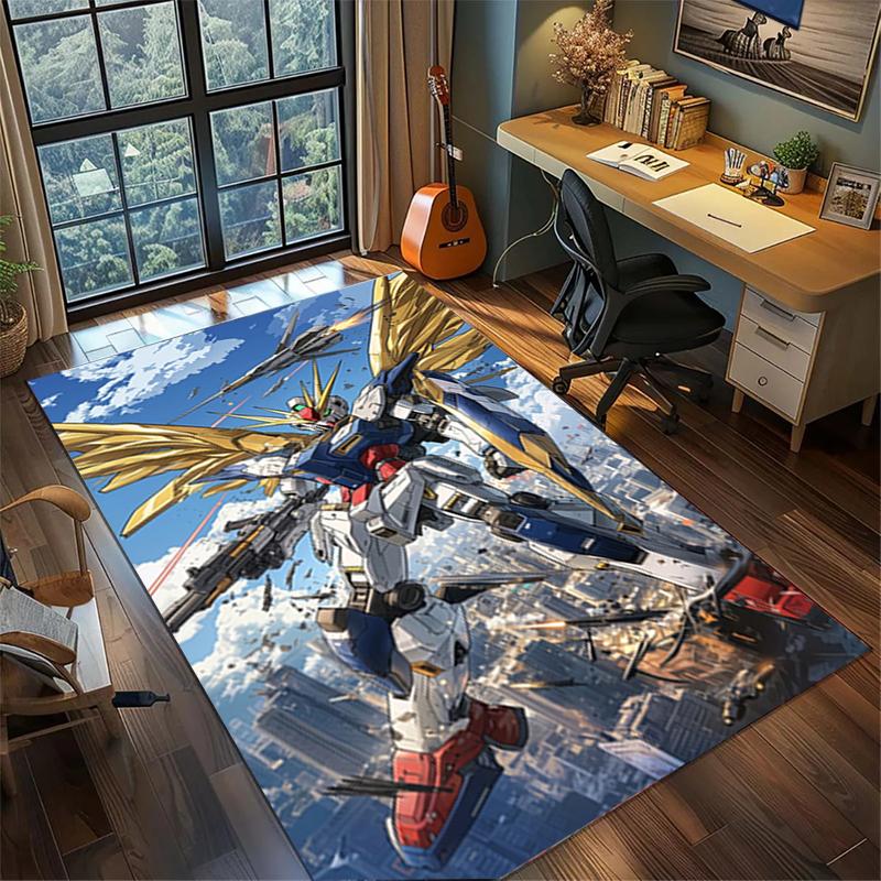 Gundam Gamer Room Rug Large Area Non Slip Washable Floor Mat Bedroom Decor