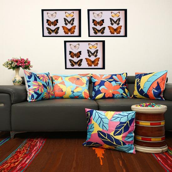 Vibrant Tropical & Floral Print Cushion Set