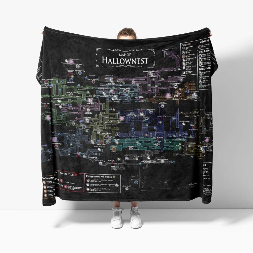 Hollow Knight Karte Wurfdecke Gaming Karte Weiche Warme Flanelldecke für Bett Wohnzimmer Zuhause Sofa Dekor
