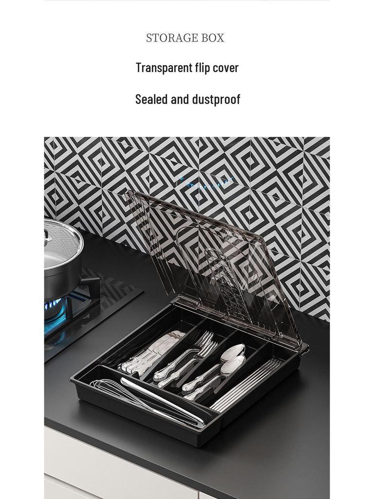 Cross-Border Kitchen Cutlery Set with Dustproof Storage Box and Drawer Divider
