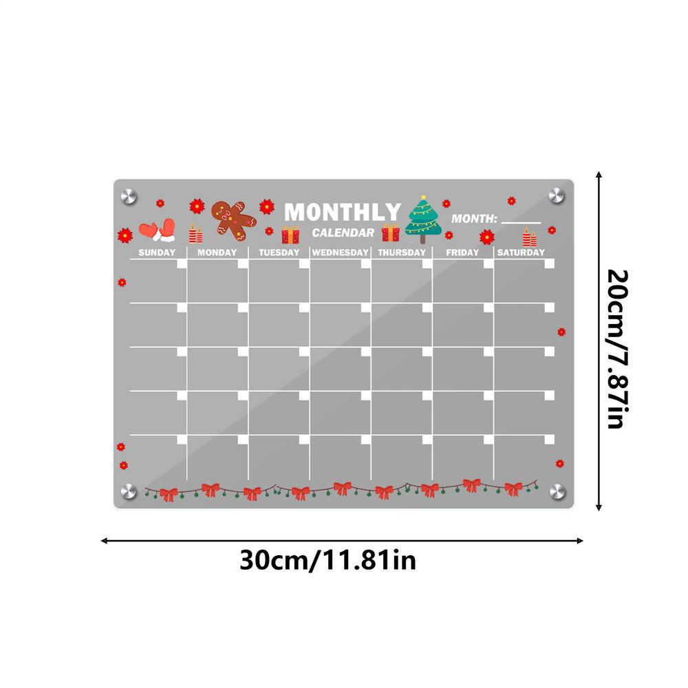 

Acrylic Magnetic Board Writable with 6 Marker Pens Acrylic Magnetic Monthly Planner for Dorm Refrigerator Kitchen Apartment