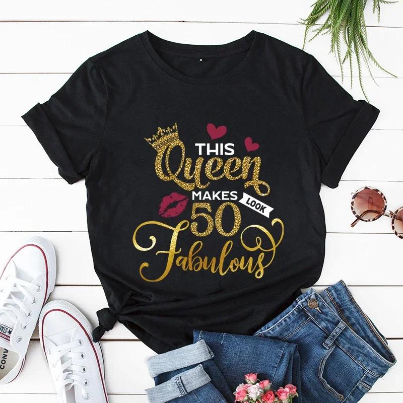 This Queen Makes Look 50 Fabulous Tshirts for Unisex Tee Birthday Queen Tshirts Birthday Party T Shirts Graphic T Shirt Y2k Tops