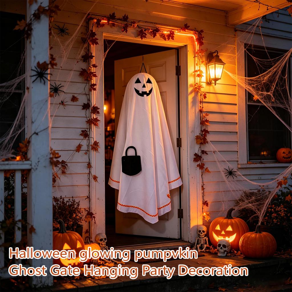 Halloween Glowing Pumpkin Door Hanger Decor for Party Wall Hanging Scary