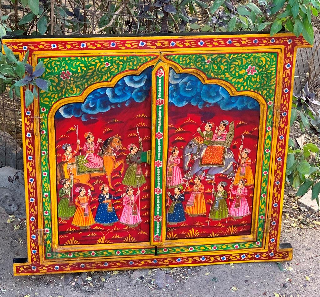 Handcrafted Wooden Jharokha: Indian Heritage Carved Window Wall Decor