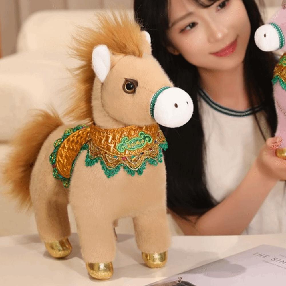 Mascot Horse Stuffed Toys Cartoon Animal Pony Plush Doll Traditional Chinese Zodiac Horse  Kids