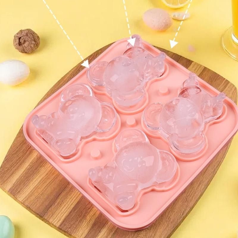 Einfaches Auslösen von Eisformen Flexible Silikon-Eiswürfelmaschine Einzigartige Koala-Form Eiswürfelbehälter für Suppen-Gefrierfächer Wein Saft Langlebig