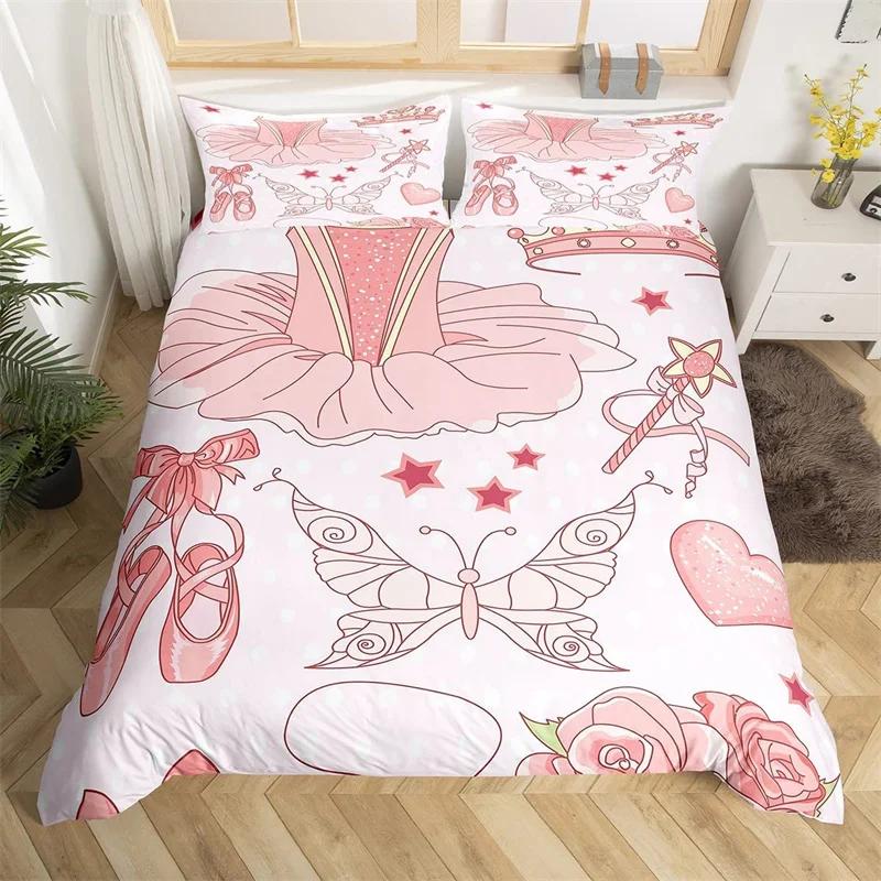 Comforter Ballet Ballerina Rose Flower Bedding Set Cute Little Dancers Comforter Twin King For Girl Gymnastics Lover