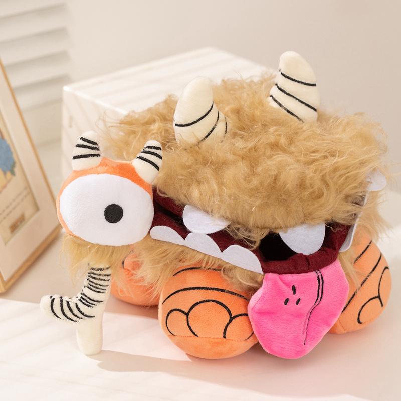Kawaii Monster mit Hörnern Mund Plüsch Aufbewahrungstasche R Stofftier Flauschiges Cartoon-Monster Lustige Kreative Deko Geschenke. 22cm