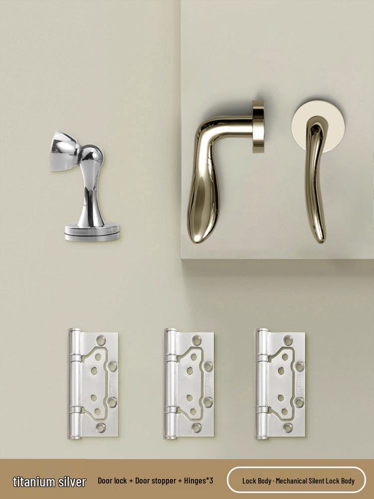 BAGB Silent Luxury Wooden Bedroom Door Handle Lock