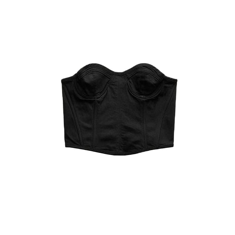 

Fall and Winter New Women s Clothing Fashion Wind Easiest for Match Sleeveless Tube Top Corset Short Tops 9632269 Black L